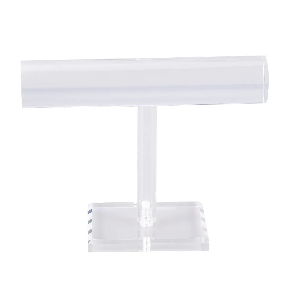 Clear Solid Acrylic Single Layer T-Bar Jewelry Display Stand Organizer Desktop Holder for Bracelets Bangles Watches Hair Bands