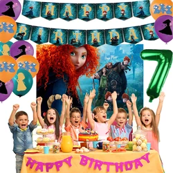 Brave Princess Merida Theme Girl Birthday Party Number Foil Balloon Cake Topper Cartoon Character Banner Baby Shower Home Decor