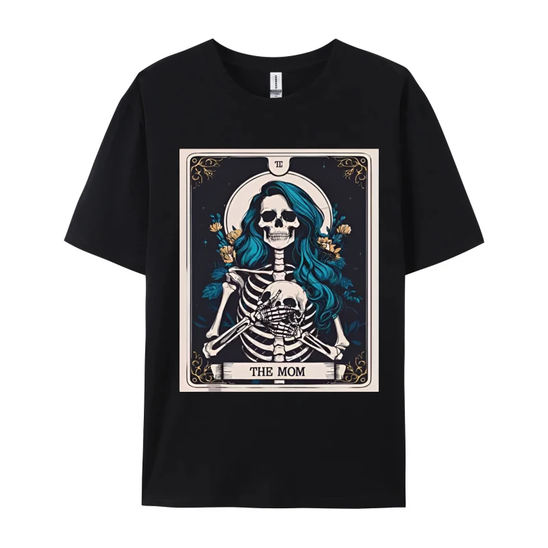 

The Mom Tarot Card T-shirt Skeleton Mothers Day Funny Men's 100% Cotton T-Shirts Men Soft Tee Normal