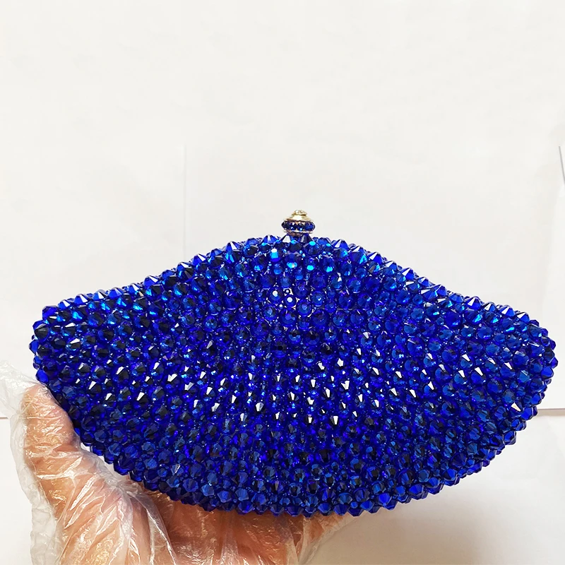 New Arrival Women Blue Little Crystal Women Evening Clutches Luxury Lady Wedding Bridal Purses And Handbags Diamond Bags