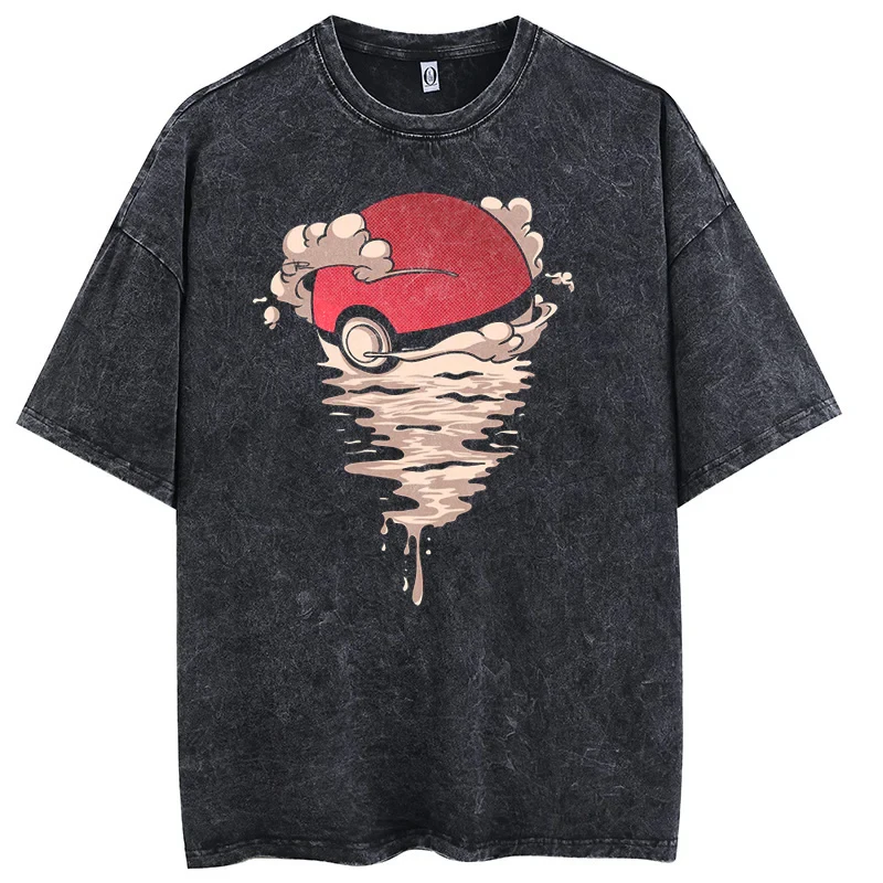 

Мужская футболка с графическим принтом Pokemon Anime, летняя, 2026, хлопковая, повседневная, в уличном стиле, с коротким рукавом, Y2K