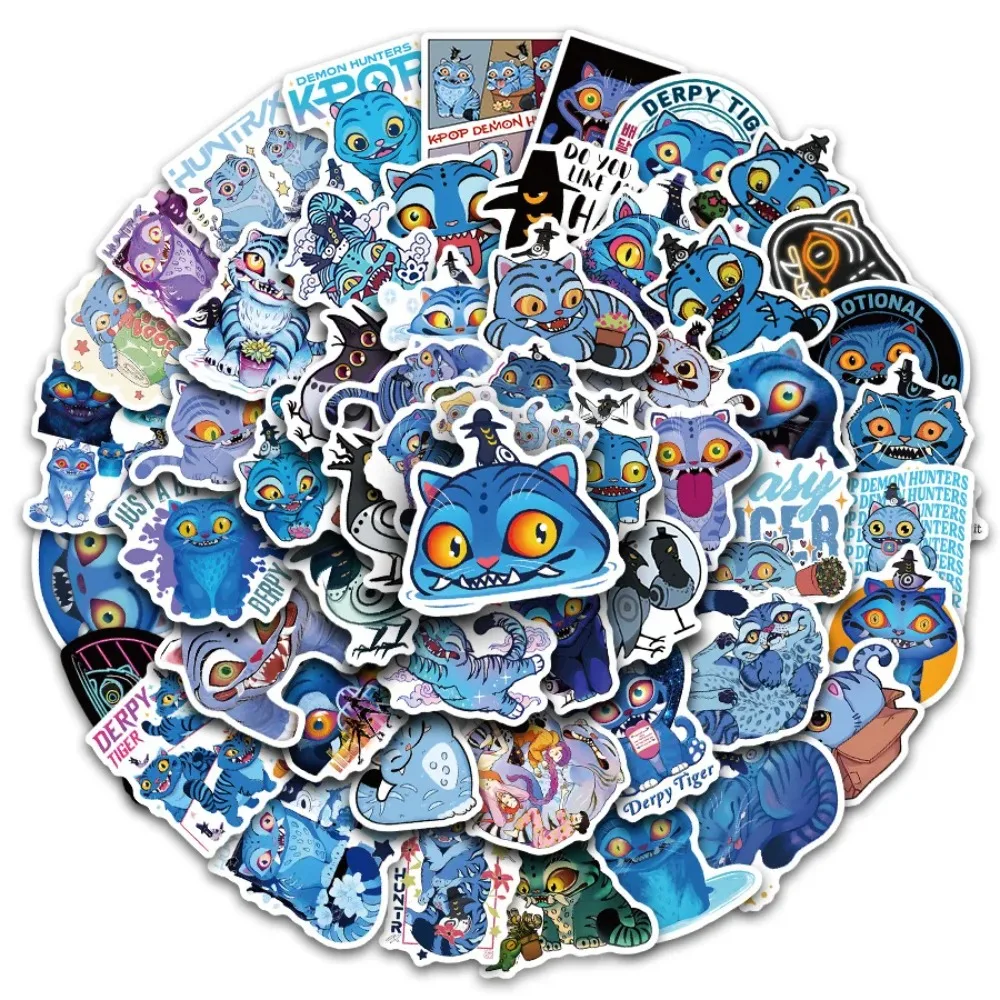 

56Pcs Anime KPop Demon Hunters Stickers Demon Hunters Tiger DIY Stickers Scrapbooking Phone Luggage Skateboard Waterproof Decal*