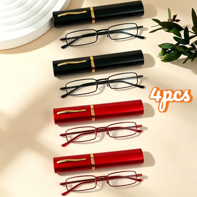 2/4/6pcs Unisex Presbyopia Glasses with Pen Holder, Reading Eyeglasses Grade +1.00~+4.00