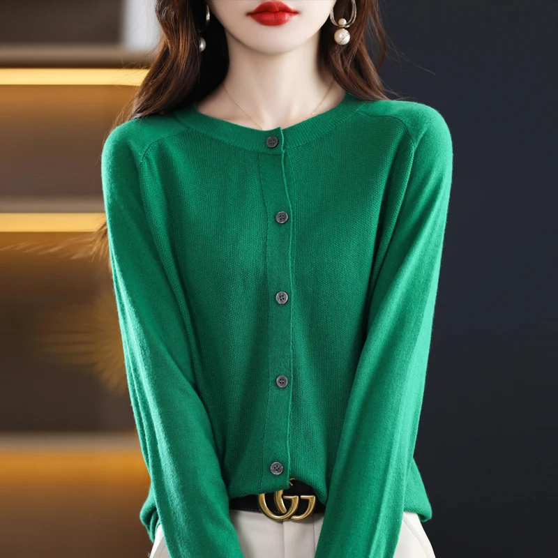 New Fashion Autumn Cashmere Cardigan Women O-neck Cardigan Cashmere Sweater 2023 Women