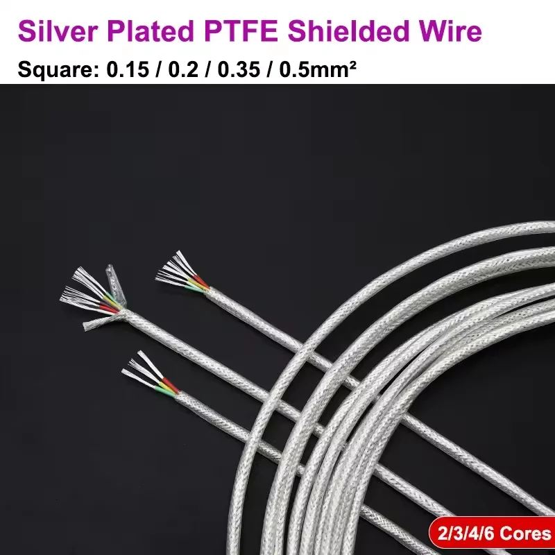 1M/5M Sq.0.15~0.5mm Transparent Silver Plated OFC PTFE Shielded Wire 2 3 4 6 cores Hifi Audio Amplifier Speaker Headphone Cable image 2