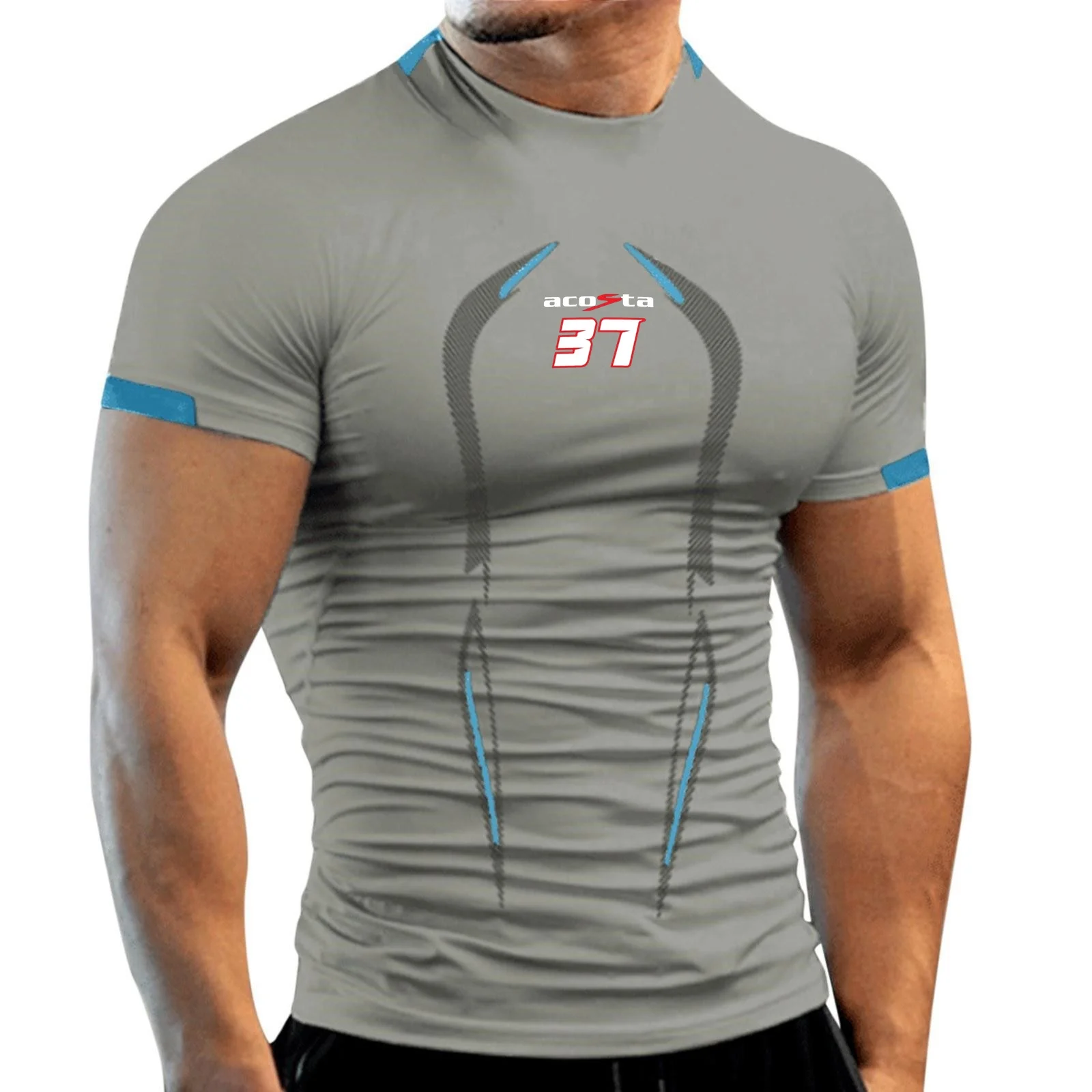 Pedro Acosta 37 motociclista carreras GP montar camiseta hombres compresión estiramiento músculos camisetas transpirable deportes Fitness camiseta