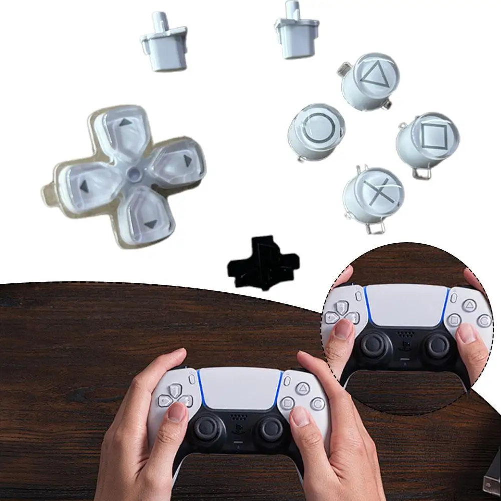 For  Controller White Button Cross Direction Button Transparent Triangle Right X Button Circle Accessories Crystal Sq X7K0