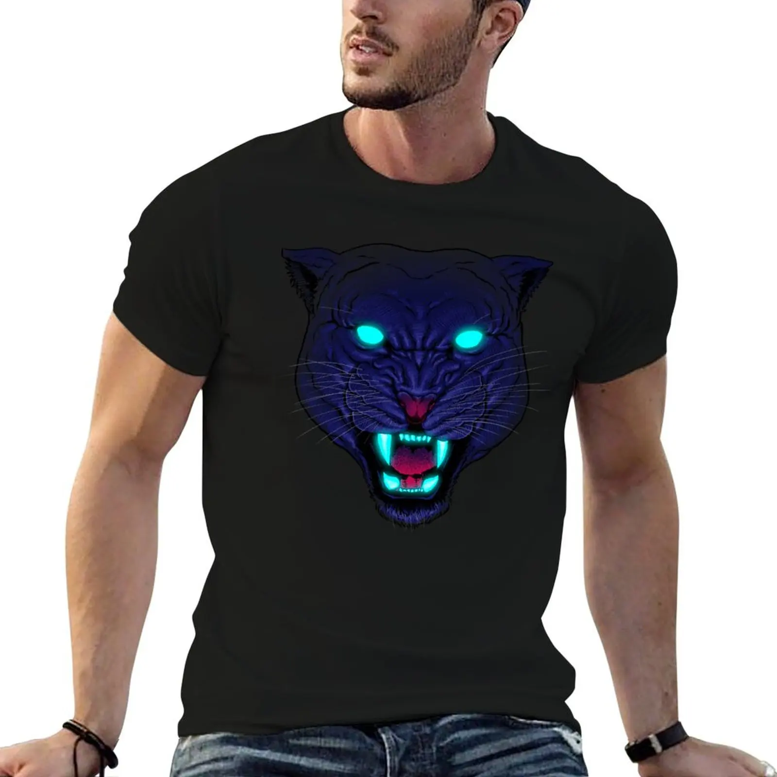 Electric Panther T-Shirt Casual Pattern Print Tee Shirt
