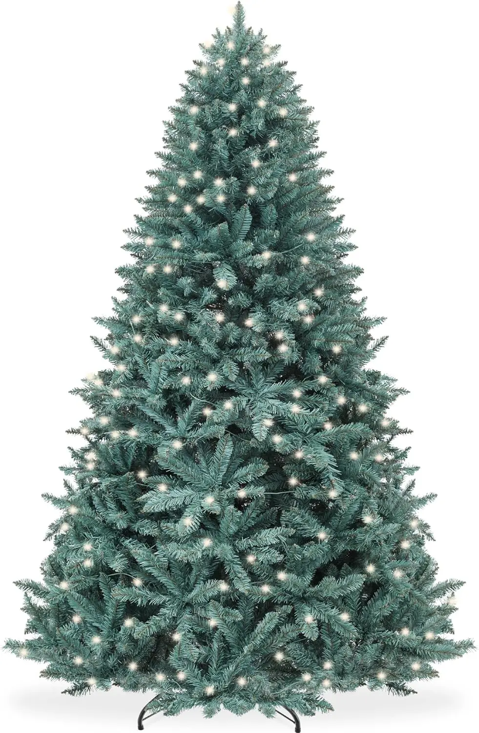 

6ft Pre-Lit Blue Spruce Christmas Tree, Artificial Full Hinged Decor, Holiday Decoration w/ 250 Warm White Incandescent