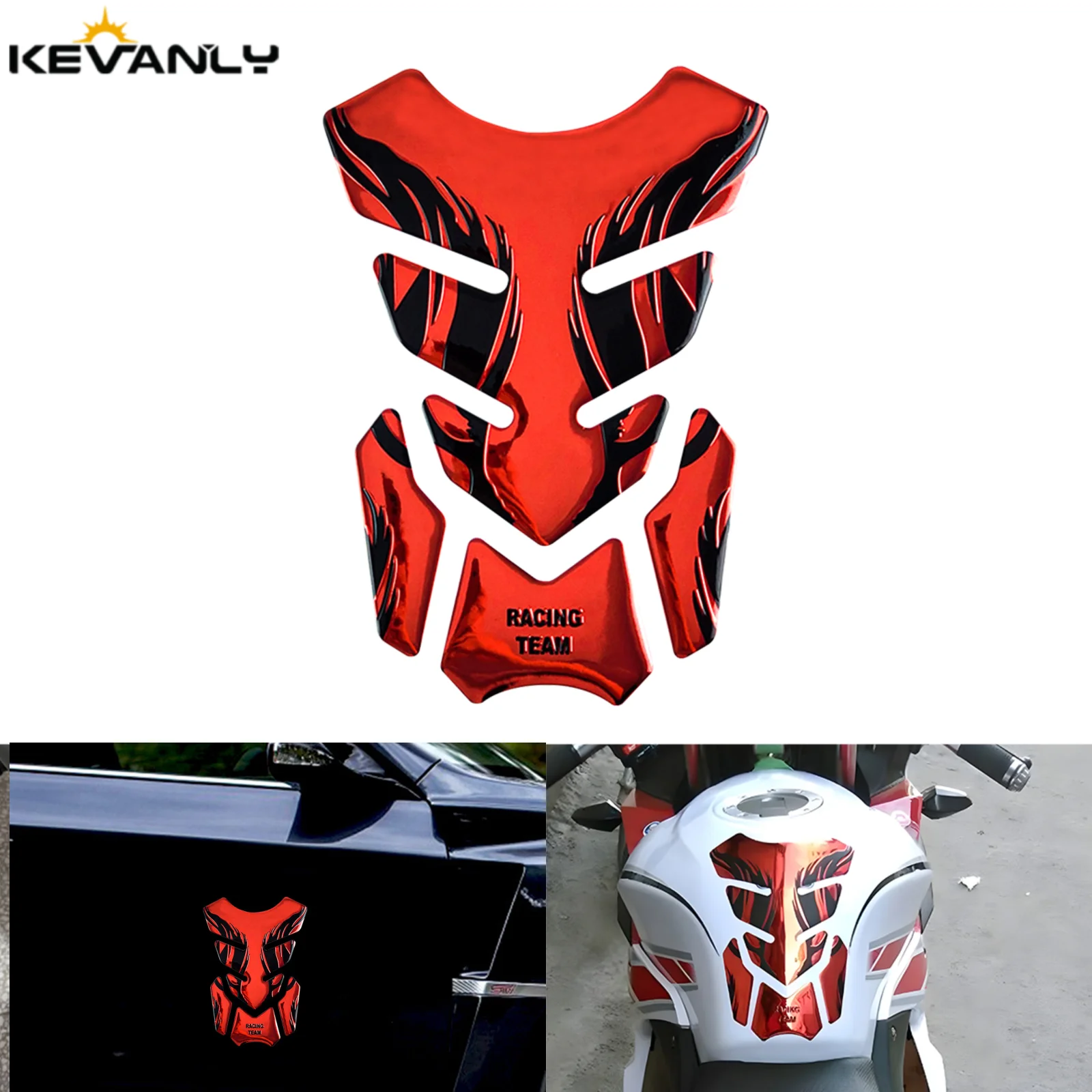 

1pcs Motorcycle Tankpad Sticker Fishbone 3D Tank Pad Stickers Oil Gas Protector Cover Motor Decoration Flame Car Accessories