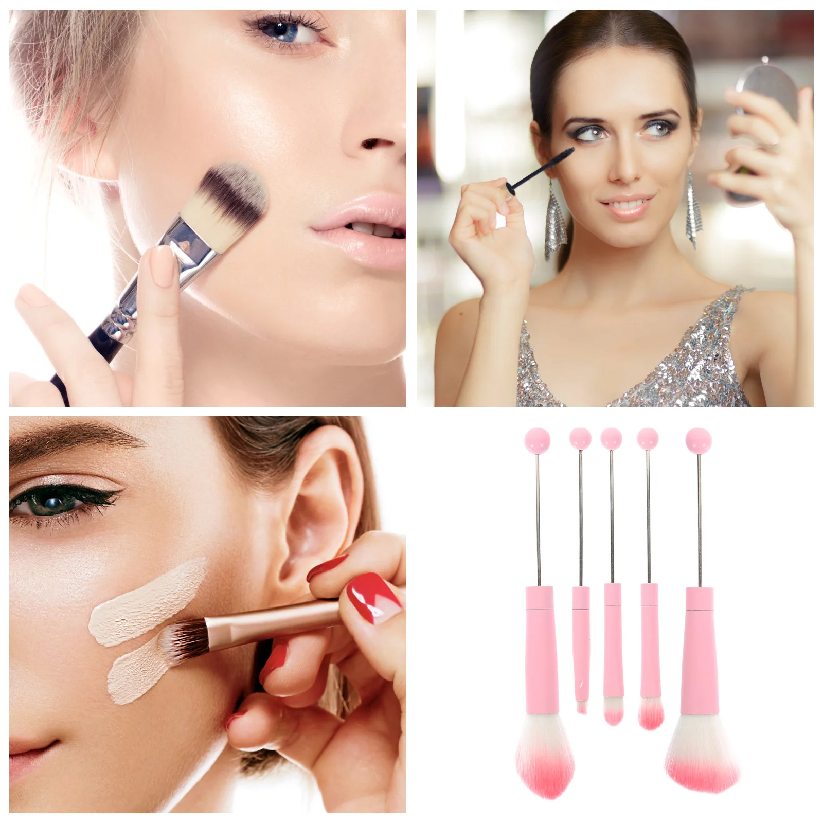 مجموعة فرش مكياج مكونة من 5 قطع، مجموعة فرش للنساء، كريم الأساس وأحمر الخدود، أدوات تجميل الوجه، فرشاة مكياج محمولة #6