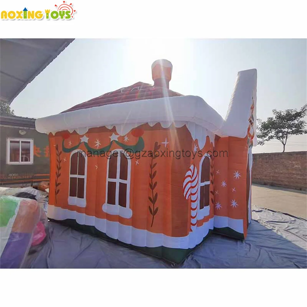 5X4M Gigantische Opblaasbare Kerst Snoep Huisstokken Santa Grotto Tent Met Blower Voor Festival Reclame Decoratie Evenementen