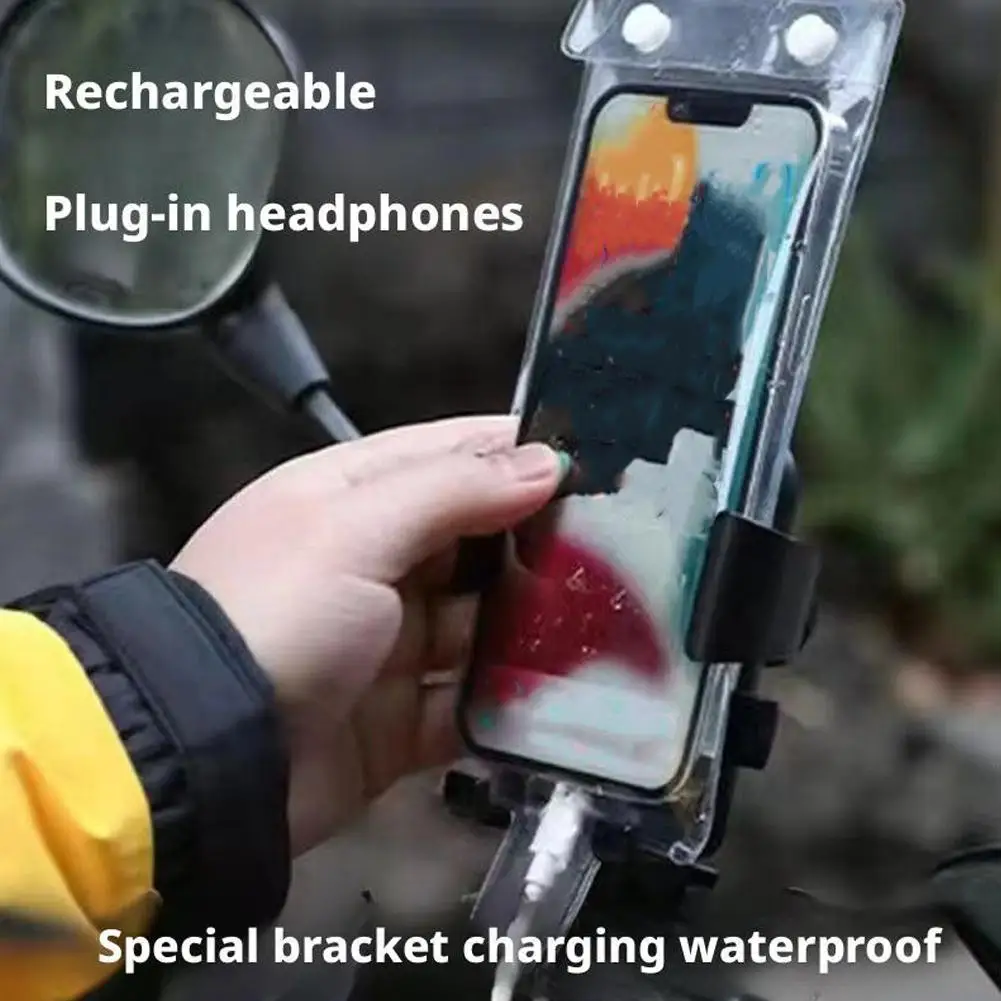 

Motorcycle Bicycle Waterproof Phone Bag TPU Case Rechargeable HD Camera Accessible For Outdoor Riding Accessory