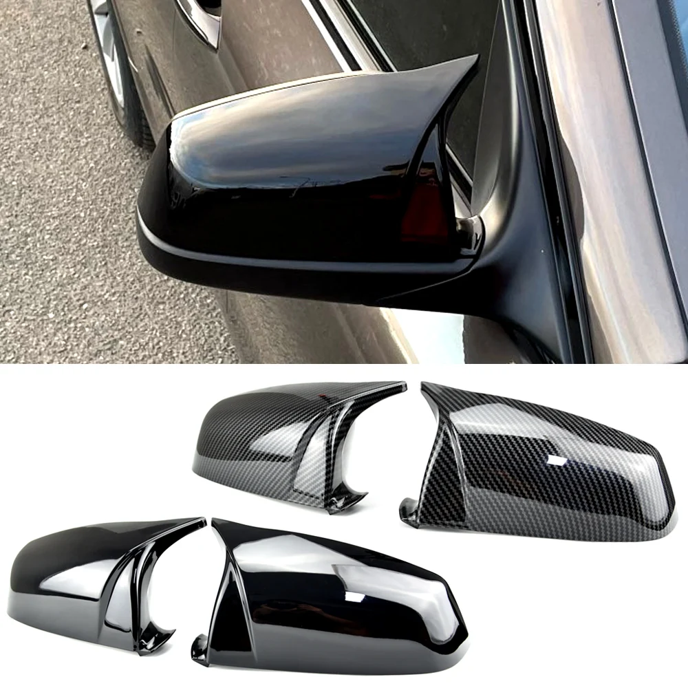 Side Wing Rearview Mirror Cover Cap For BMW 5 6 7 Series E60 E61 E63 E64 F01 F02-F04 F06 F07 F10 F11 F12 F13 Carbon Fiber Black