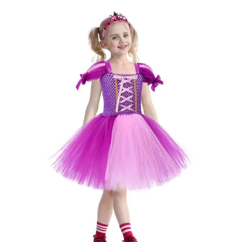 

New Kids Princess Cosplay Costume Girls Tulle Tutu Dresses and Tiara Dance Party Fancy Dress Up Baby Birthday Photography Props