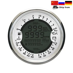 85mm 6 in 1 Car Marine Multi-function GPS Speedometer Tachometer Voltmeter 12V 24V Fuel Level Water Temp Oil Pressure 5Bar 10Bar