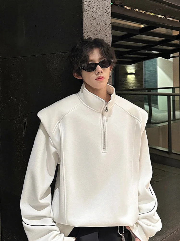 

Мужская зимняя куртка на молнии с флисовой подкладкой, утепленными плечами, воротником-стойкой, модная, удобная, свободного кроя