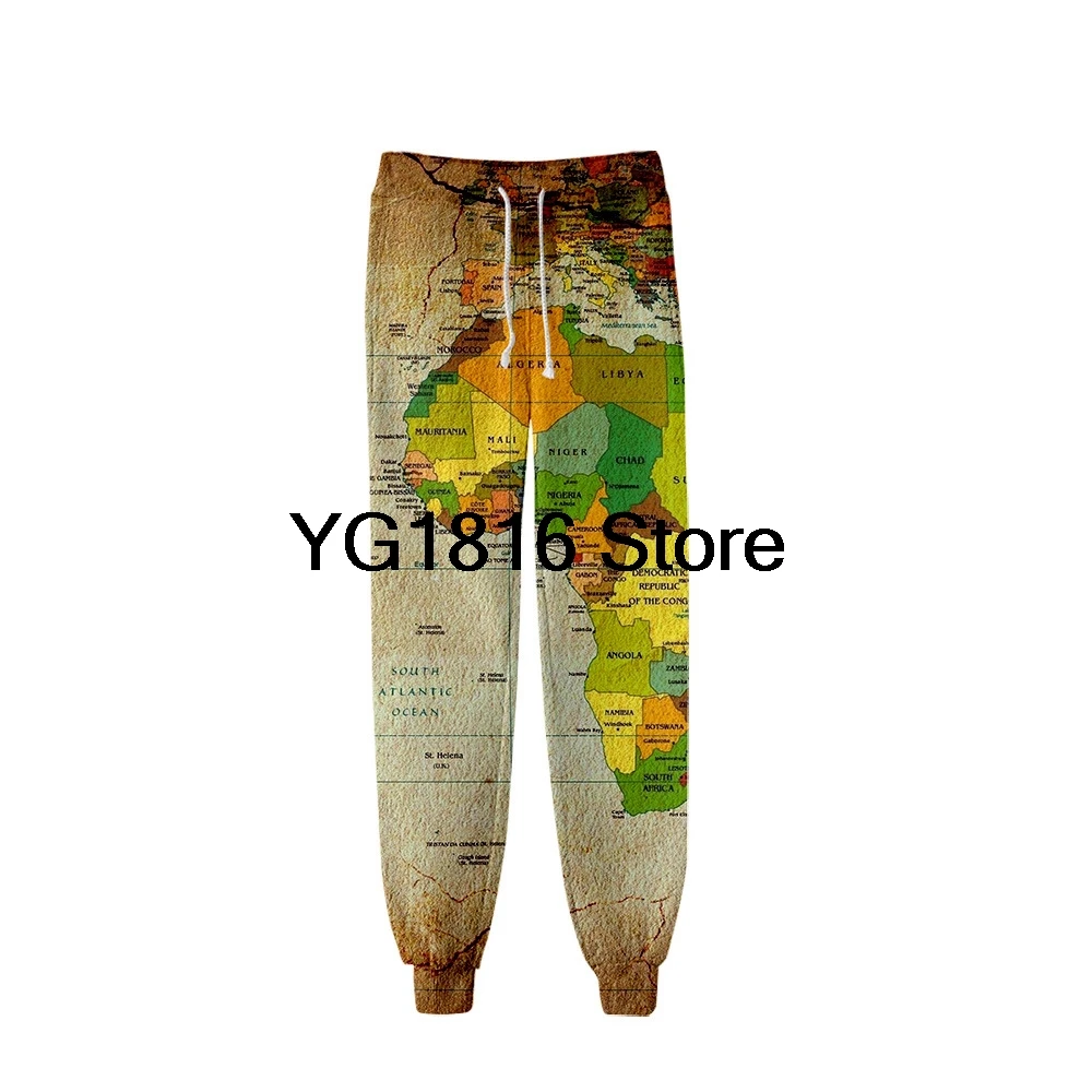 3D World Map Sweat Pants Joggers Pants Casual Trousers Men/Women Hip Hop Sweatpants Pantalon Homme Streetwear