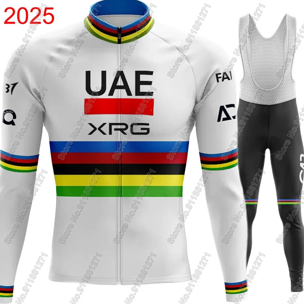 UAE Cycling Jersey Winter Summer 2025 Set Men World Champion Long Sleeve Team-Pogacar Clothing Suit MTB Bike Road Pants Bib