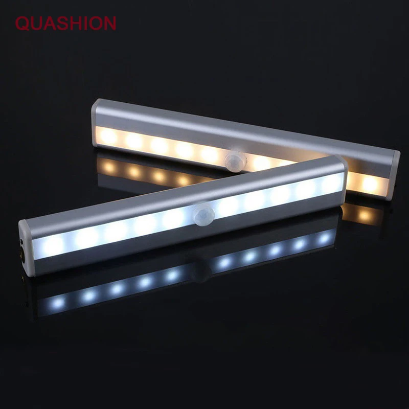 

10 LED Wireless PIR Auto Motion Sensor Under Cabinet Lamp Intelligent Portable Infrared Induction Night Lights Hotel Closet