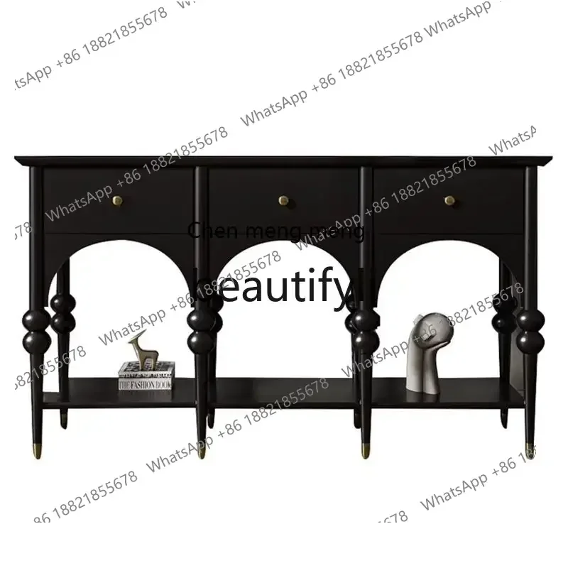 

178CC French light luxury solid wood porch cabinet living room decorative cabinet retro locker porch table