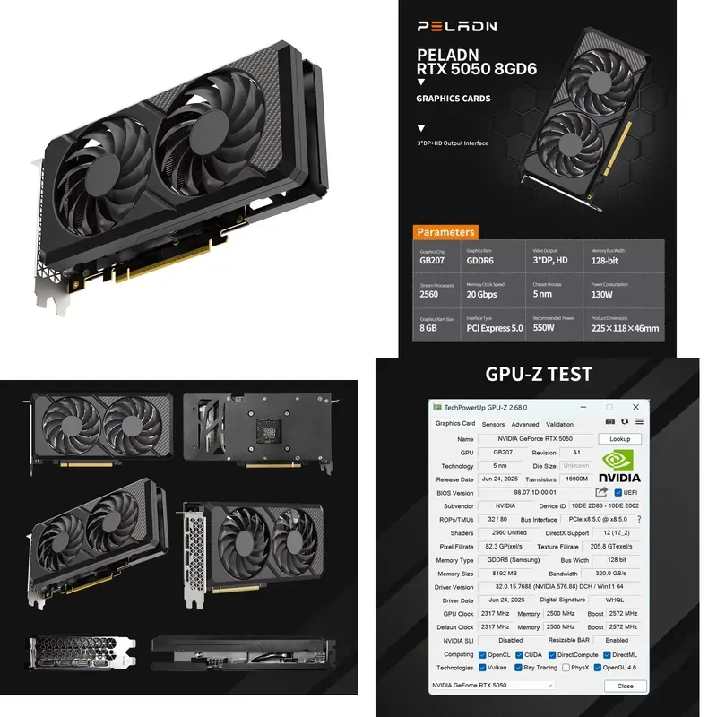 Hot Sale Video Card GeForce RTX 5050 8GB GDDR6 Edition GeForce RTX 5050 Graphics Card Display Card