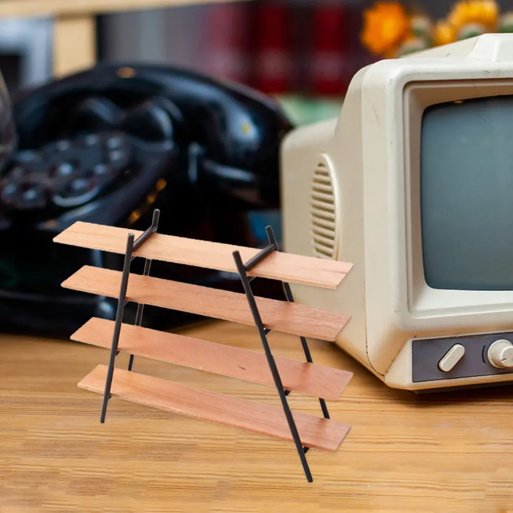 Irregular Four Tier Creative Bookshelf Miniature Rack Storage Shelf Mini Furniture Dollhouse Display Shelf Micro Landscape