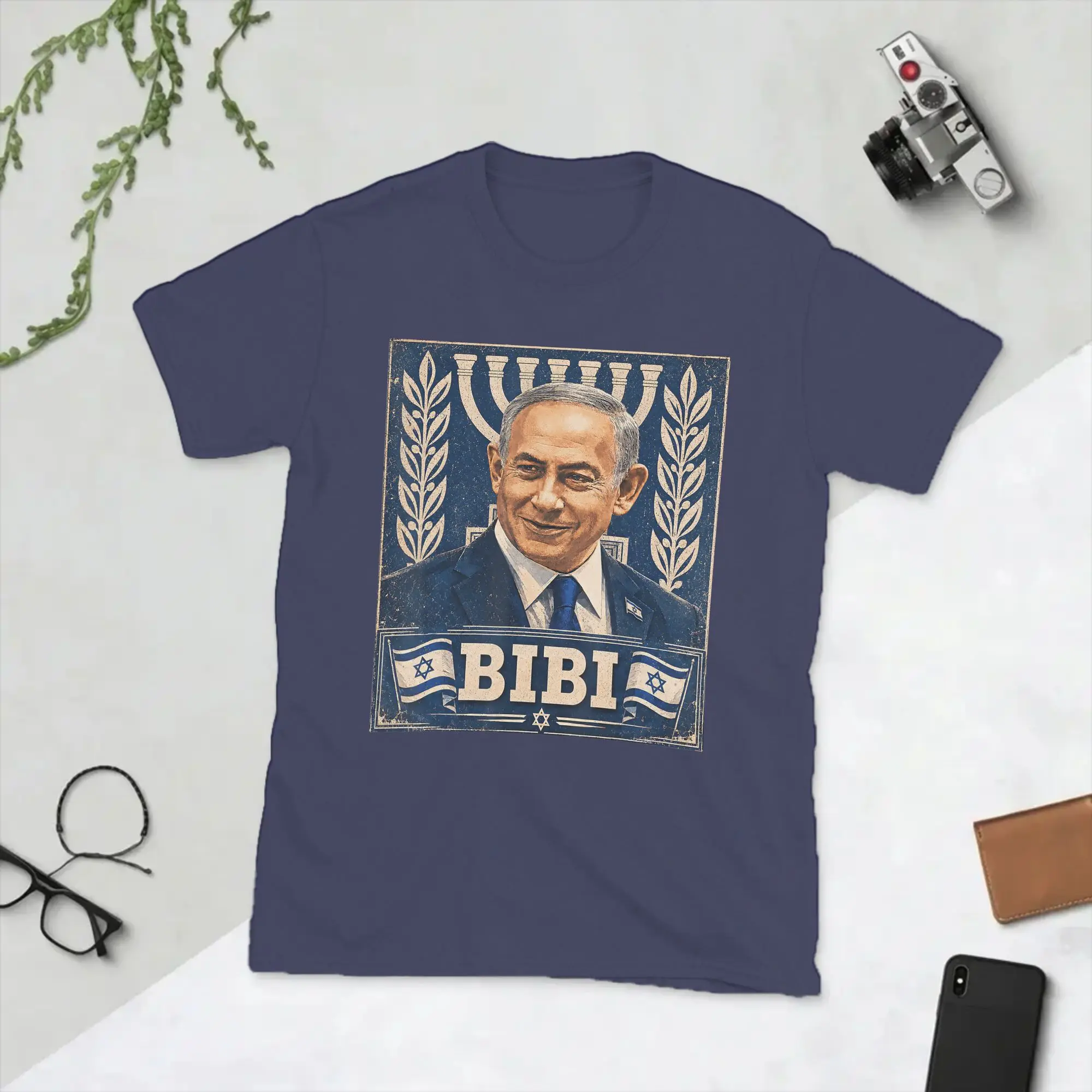 Benjamin Netanyahu Bibi T-Shirts Men  Novelty 100% Cotton Tee Shirt Round Neck Short Sleeve T Shirt New Arrival Clothes