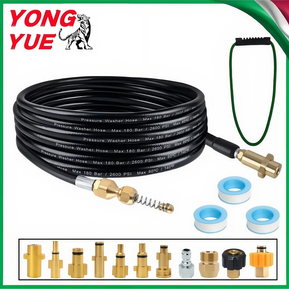 

3~50m Sewer Drain Water Cleaning Hose High Pressure Washer Hose Pipeline Cleaning kit Sewer Jetting Nozzle For Karcher Nilfisk
