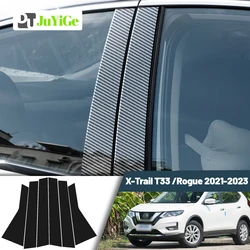 Glossy Black Carbon Fiber Window Door Deal B C Pillar Post Cover Sticker For Nissan X-Trail X Trail T33 Rogue 2021-2023 2022