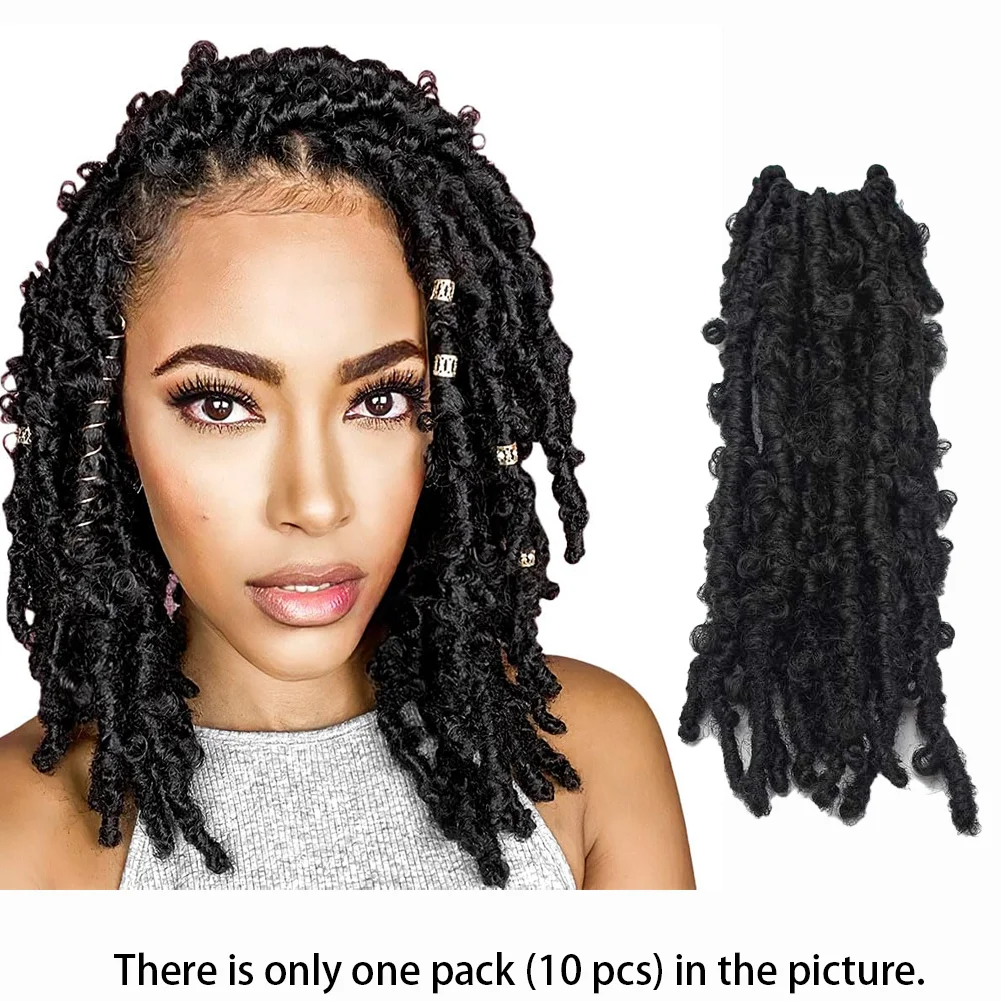 

Искусственные локоны Butterfly Locs для плетения крючком, длинные, с эффектом потертости, черные, в стиле Goddess Locs, с предварительно проработанными петлями, синтетические