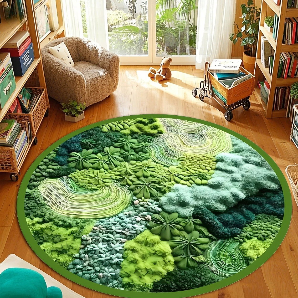 Wholesale Commercial Printing - Abstract Layered Green Plant Circular Area