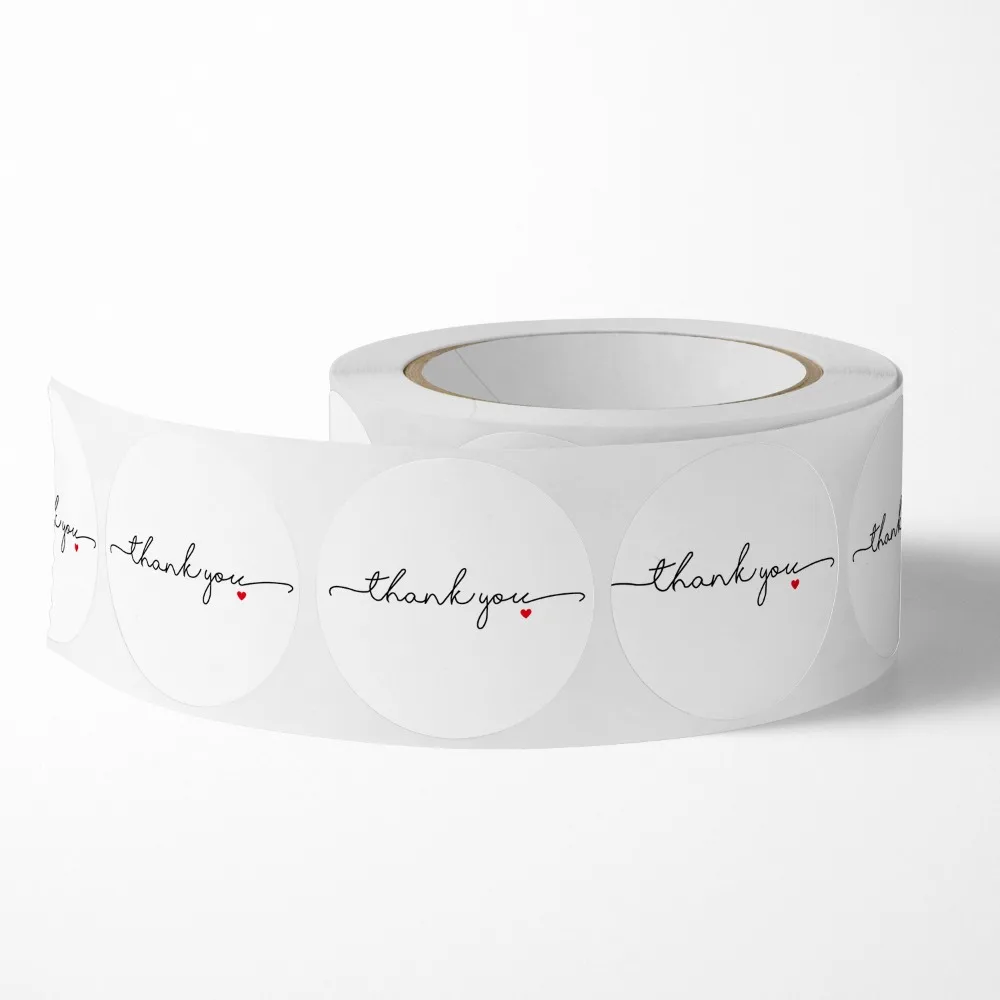 ملصقات ملصقات هدايا مزخرفة باللون الأبيض الدائري شكرًا لك على طلب شريط لاصق لختم الهدايا في المتجر #4
