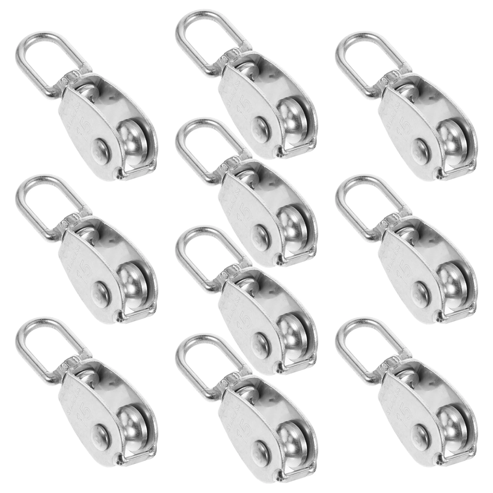 10 Pcs Wire Rope Pulley Sliding Door Ceiling Mount Crane Lifting Wheels Stainless Steel Traction Block