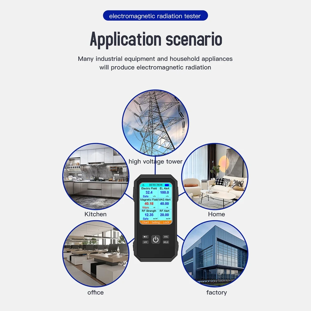 다기능 전기장 자기장 RF 방사선 검출기, 휴대용 전자기 방사선 테스터, EMF 계량기, 3in 1