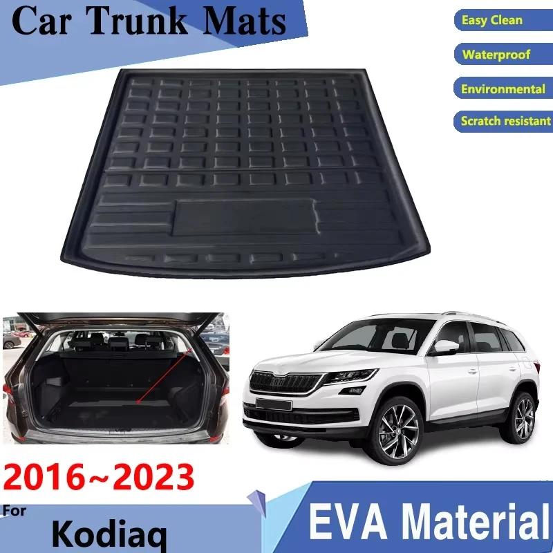 Car Trunk Mats 3D EVA Material for Skoda Kodiaq Accessories NS7 2016~2023 MK1 Rear Cargo Tray Trunks Mat Back Pads Accessories