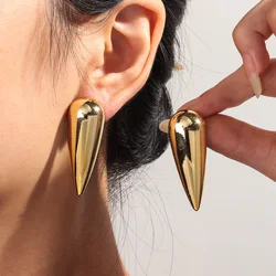 Fashion Acrylic Gold and Silver Color Cone Stud Earrings for Women Geometric Simple Design Earring 2024 Jewelry