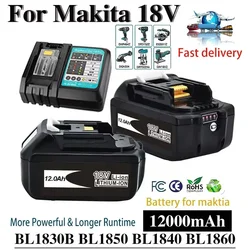 2025-18V Makita Lithium Ion Rechargeable Battery 5.0Ah, 6.0Ah, 9.0Ah, 12.0Ah, 18.0Ah, Suitable for Makita BL1860, BL1830, BL1850