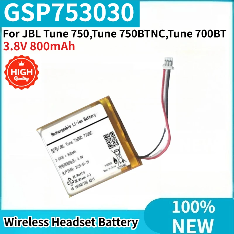 

GSP753030 High Quality Wireless Headset Battery 3.8V 800mAh For JBL Tune 750,Tune 750BTNC,Tune 700BT Brand New