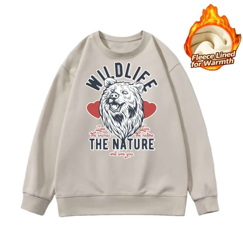 بلوزة بأكمام طويلة ورقبة دائرية من سلسلة طباعة على الطراز الكوري، 100% قطن مع بطانة من الصوف للدفء الإضافي، كاجوال ودافئ #6