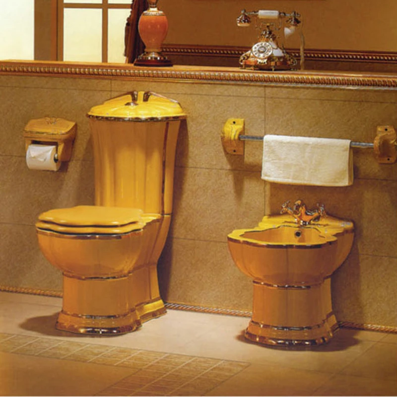 

High Quality Popular Gold Line One Piece Water Closet Bathroom Wc Ceramic Marble Colour Toilet Bowl