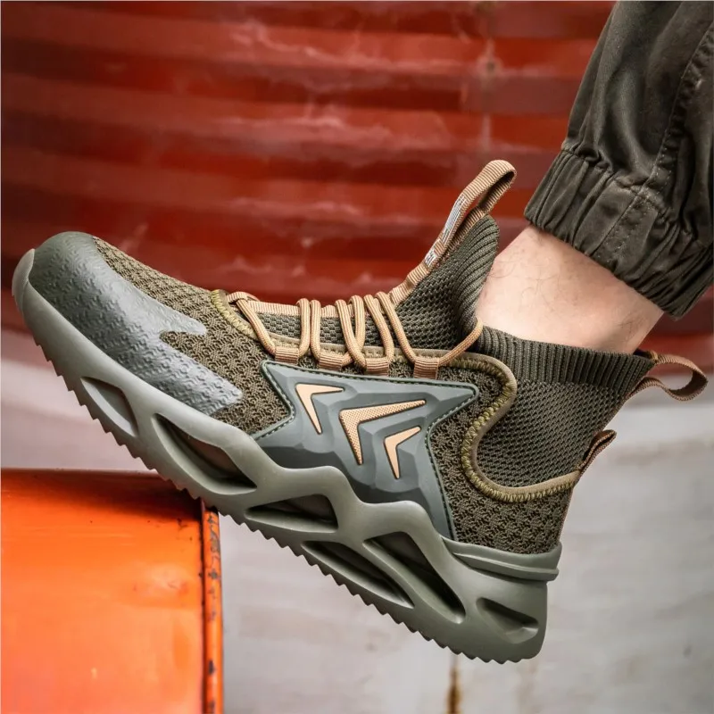 

New Fashion High Top Lightweight Labor Protection Shoes Anti Impact and Anti Piercing Steel Head Protective Shoes