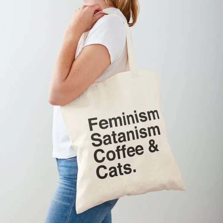 

Feminism, Satanism, Coffee & Cats Tote Bag tote bag men Canvas Canvas stote bag shoping