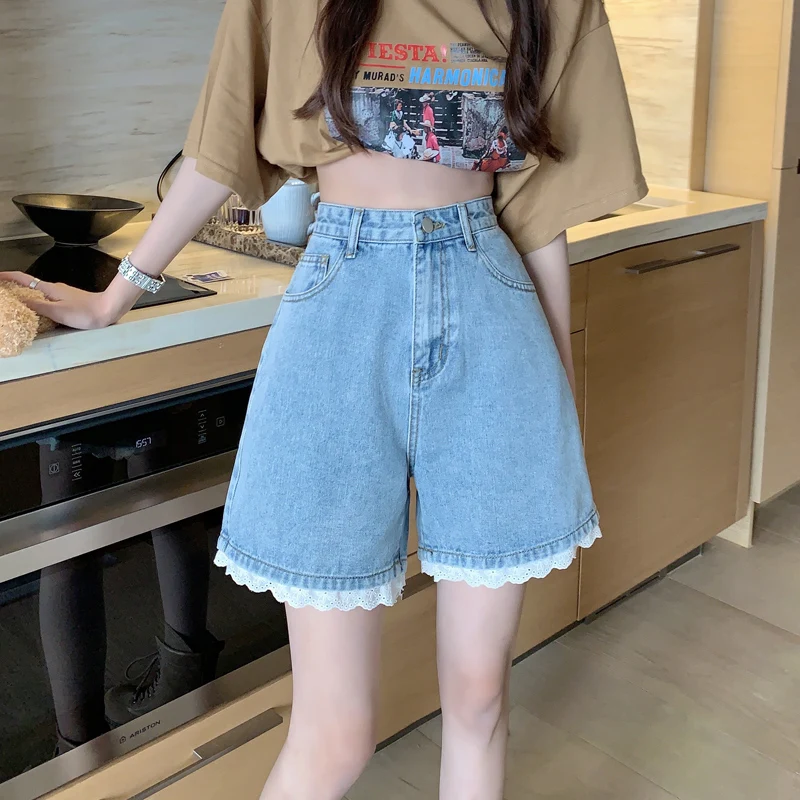 

Джинсовые орты трапециевидной формы с высокой талией, женские широкие брюки больших размеров, тонкие летние модные повседневные удобные джинсы