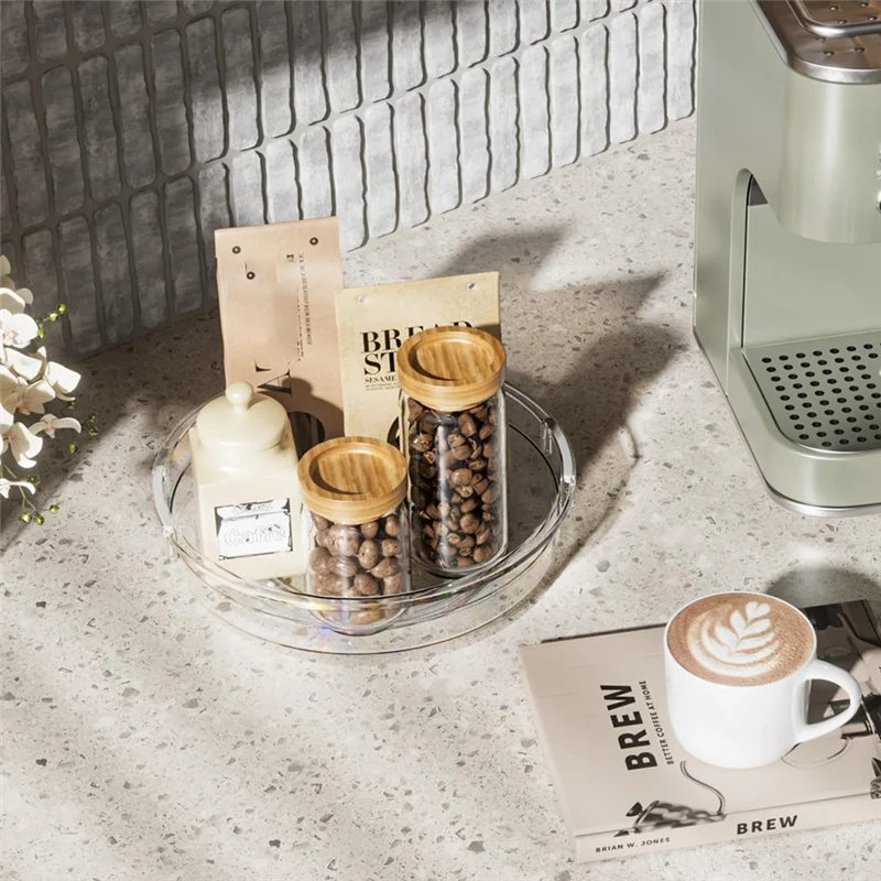 

-A51Z Clear Lazy Susan Turntable Organizer Turntable Organizer For Cabinet Rotating Spice Organization