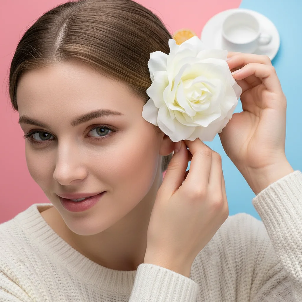 

Party Women Bridal Brooch Rose Flower Hairpin Hair Clip Wedding
