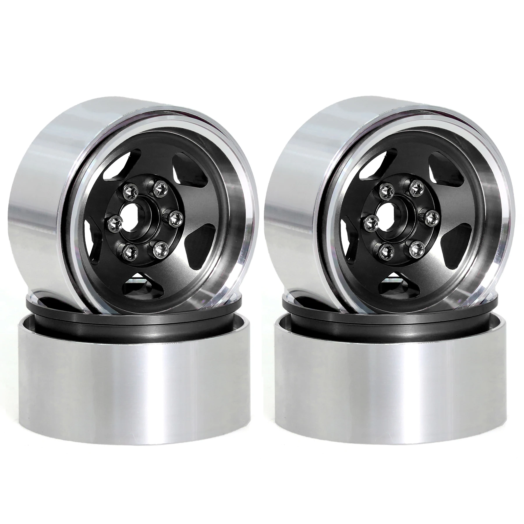 4pcs 2.2 Inch Aluminum Alloy Beadlock Wheel Rim Hub Suit for 1:10 RC Crawler Axial SCX10 II TRX4 RC4WD D90