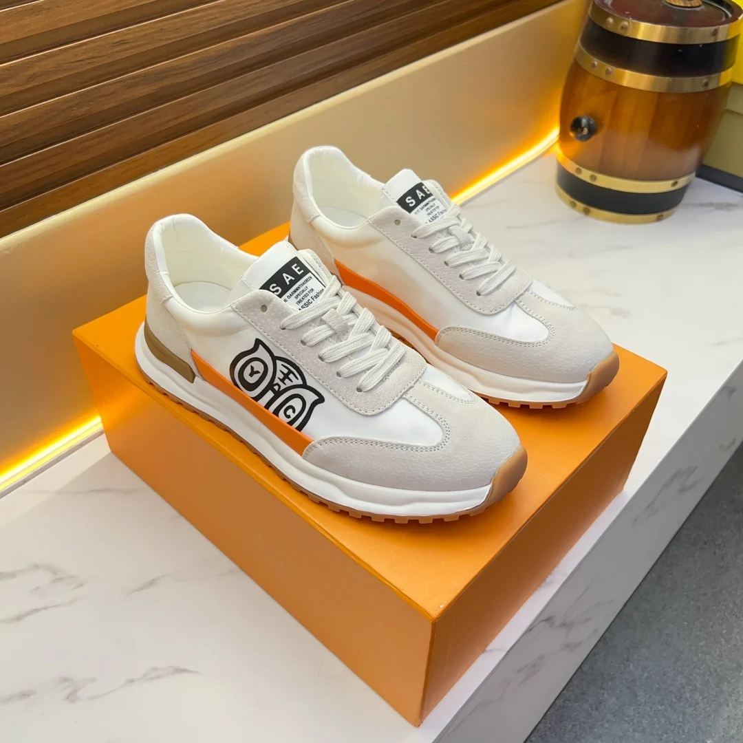

2026 Men's Trendy Leather Sports Shoes Fashionable Casual Outdoor Lace-Up Running Shoes