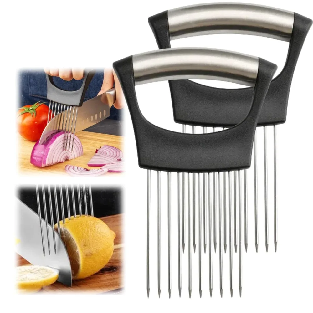 

Stainless Steel Blade​​ Onion Slicer Holder​​ ​​Multi-Functional Design​​ Onion Needle ​​Vegetable Cutter Tool​​