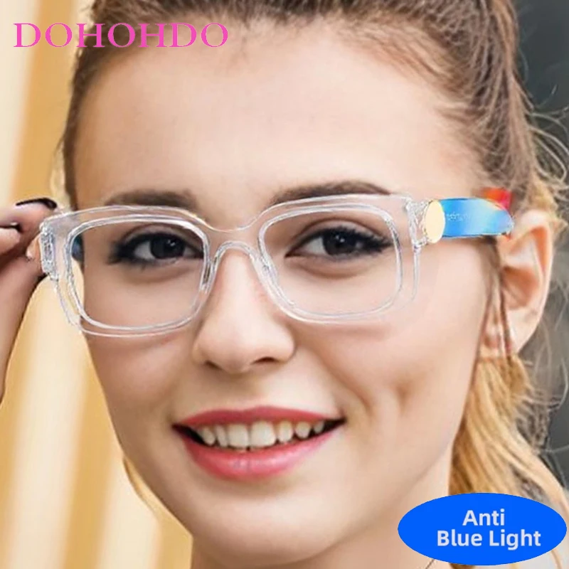 

Fashion Brand Designer Oversized Square Anti-Blue Light Glasses Women Men Fashion Trendy Vintage Computer Optical Eyewear Unisex